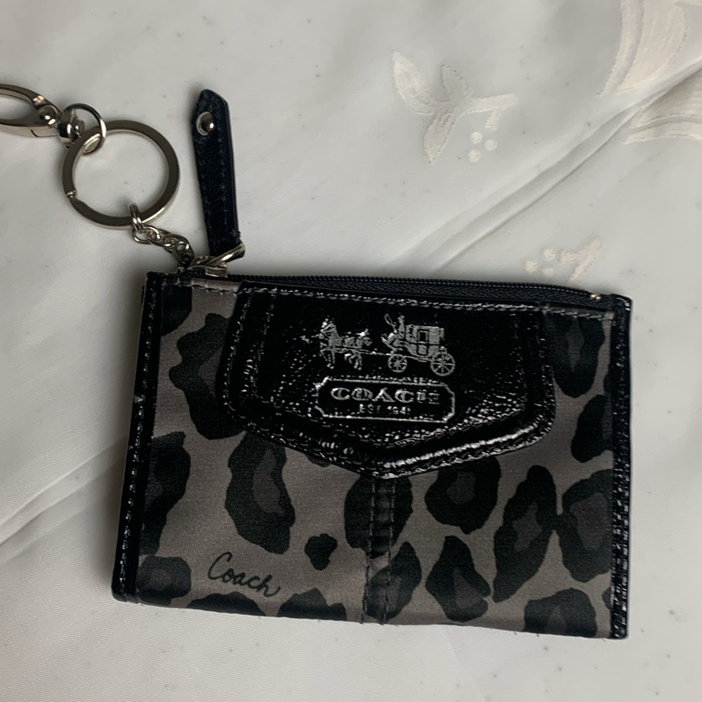 Coach Keychain Wallet. Women. Animal Print. Black Gray - Picture 7 of 7